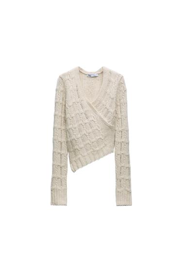 ASYMMETRIC CROPPED KNIT SWEATER