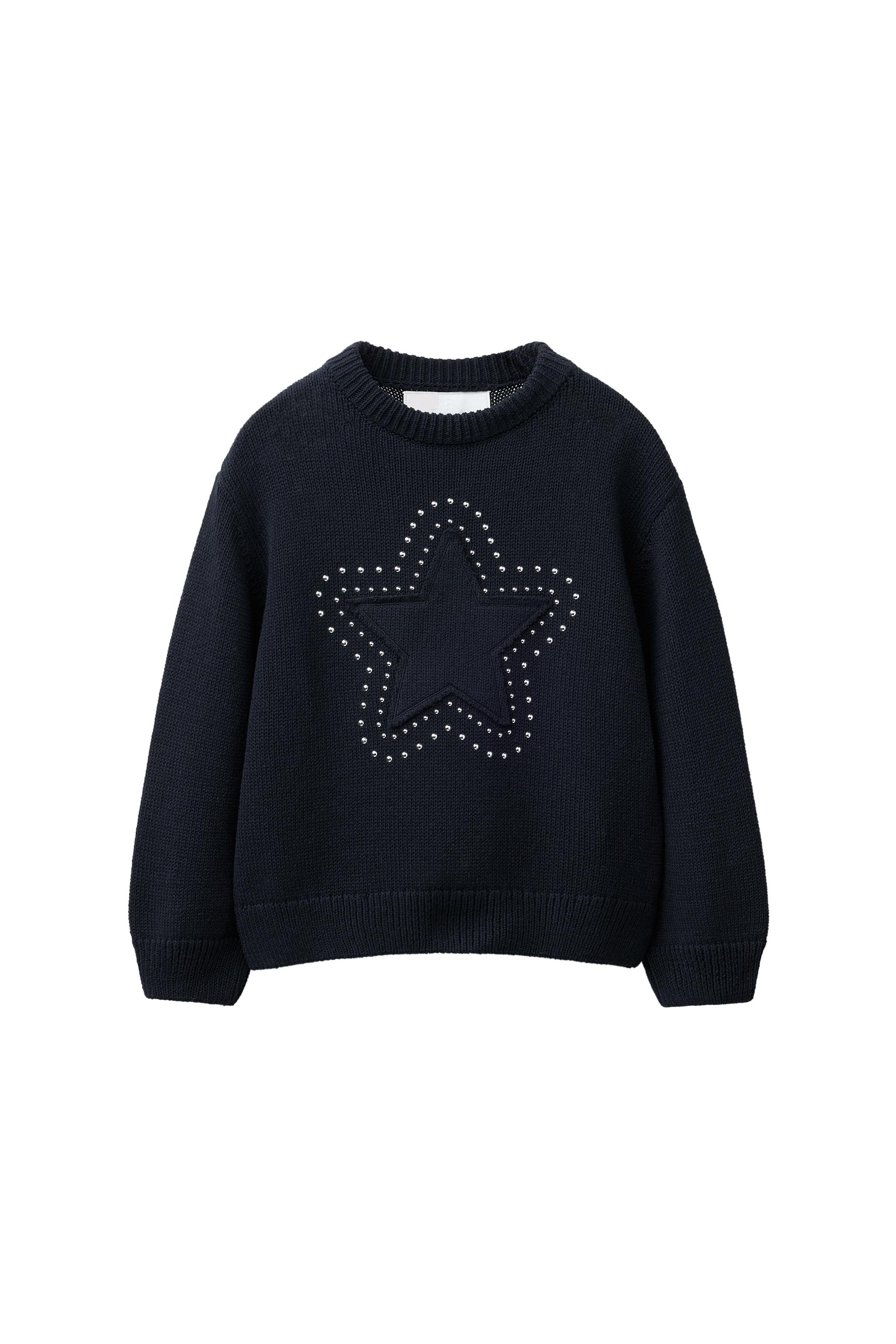 スタースタッズニットセーター - ネイビーブルー | ZARA Japan / 日本