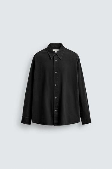WASHED COTTON SHIRT - Black by Zara