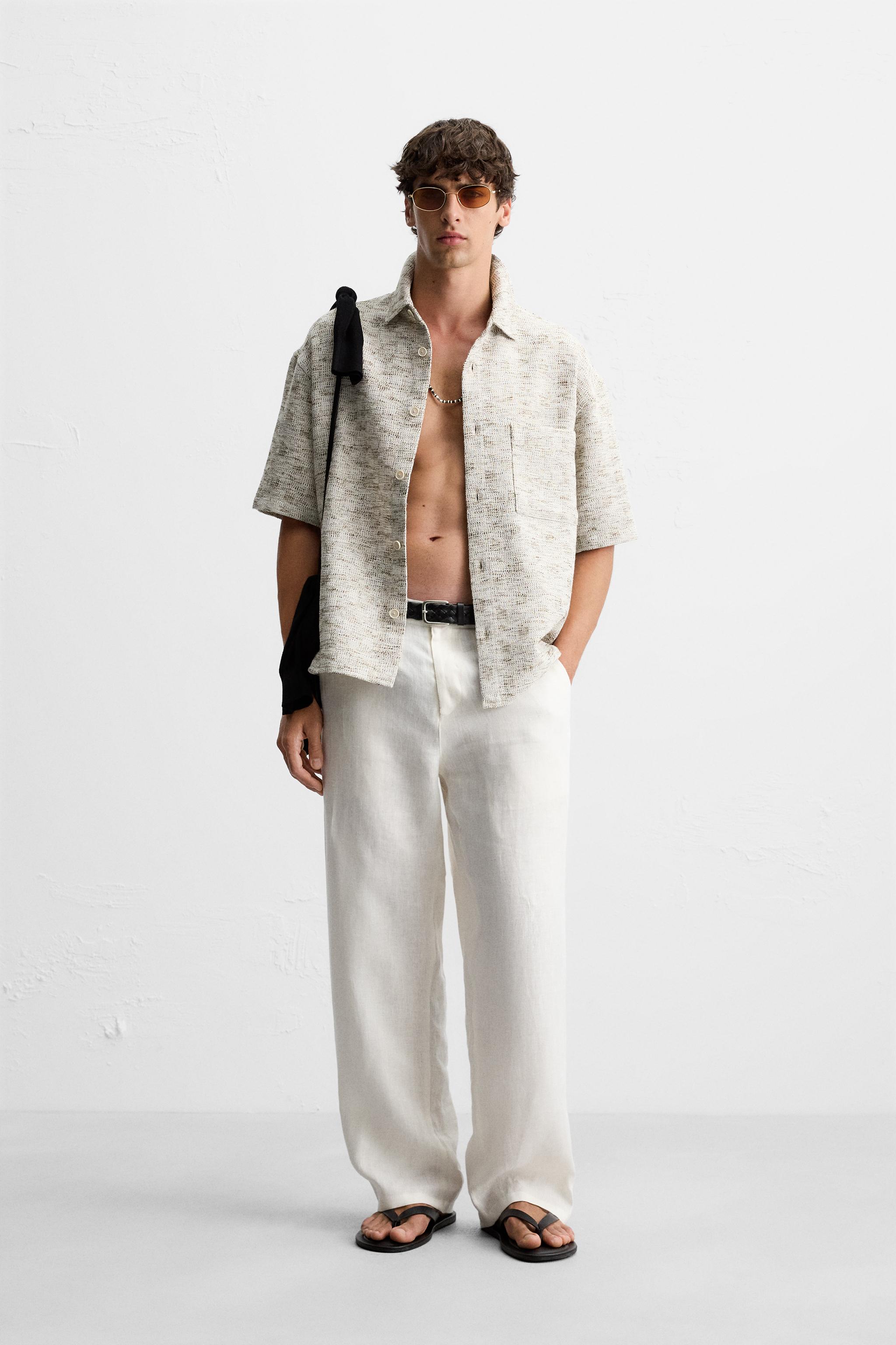 ★ZARA★ ZW COLLECTION CONTRAST COLLAR OVERSHIRT CONTRAST COLLAR OVERSHIRT ZW COLLECTION - White | ZARA