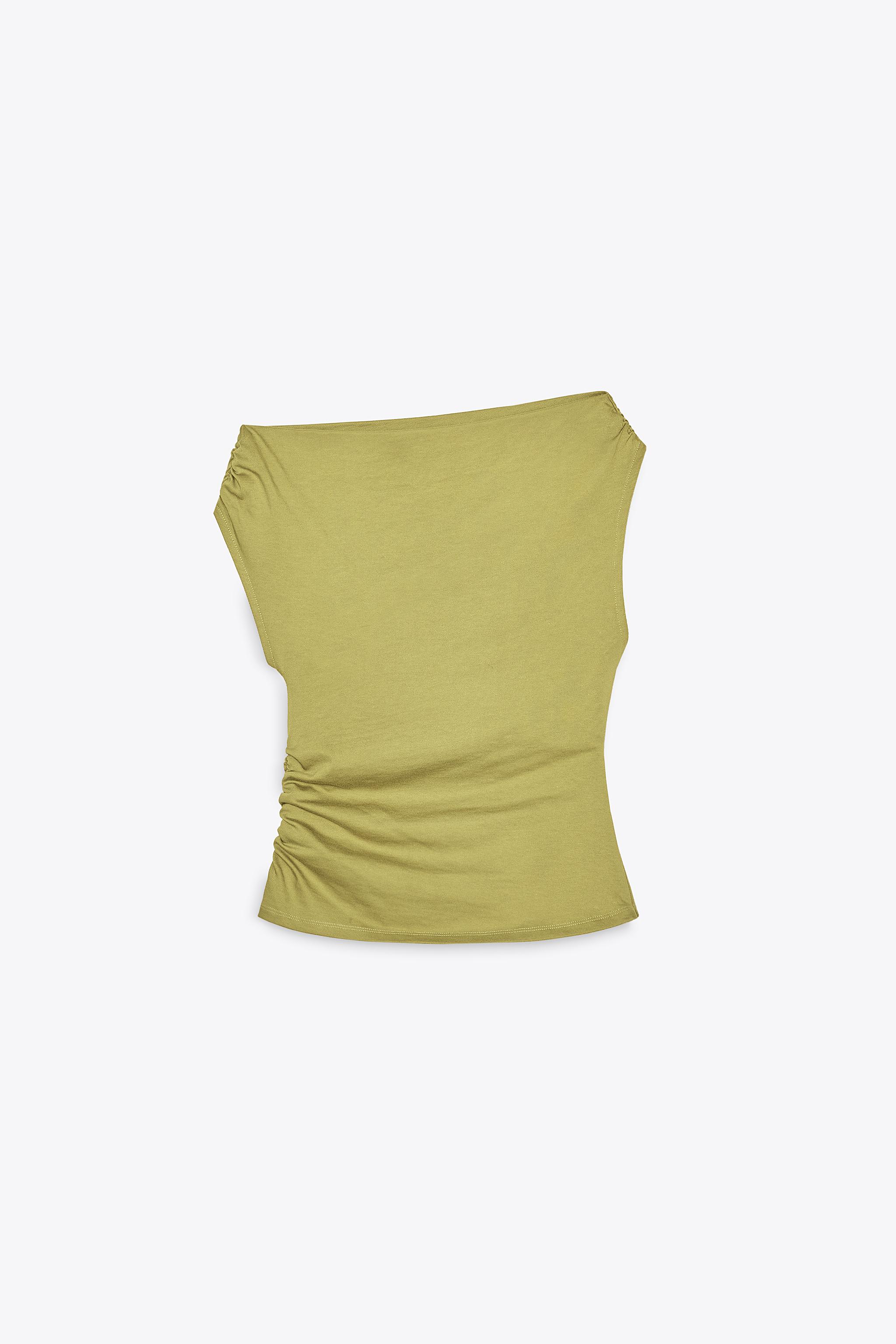 【ZARA】アシンメトリードレープＴシャツ ホワイト 1198/180/250 ZARA】アシンメトリードレープTシャツ ホワイト 1198/180/250