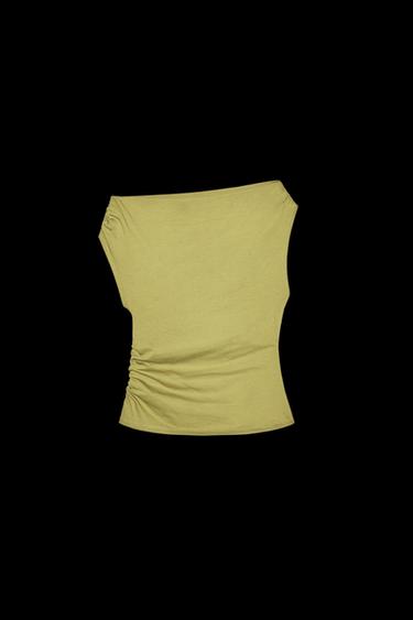 ASYMMETRISCHES GERAFFTES T-SHIRT - Olivgrün von Zara - Bild 0