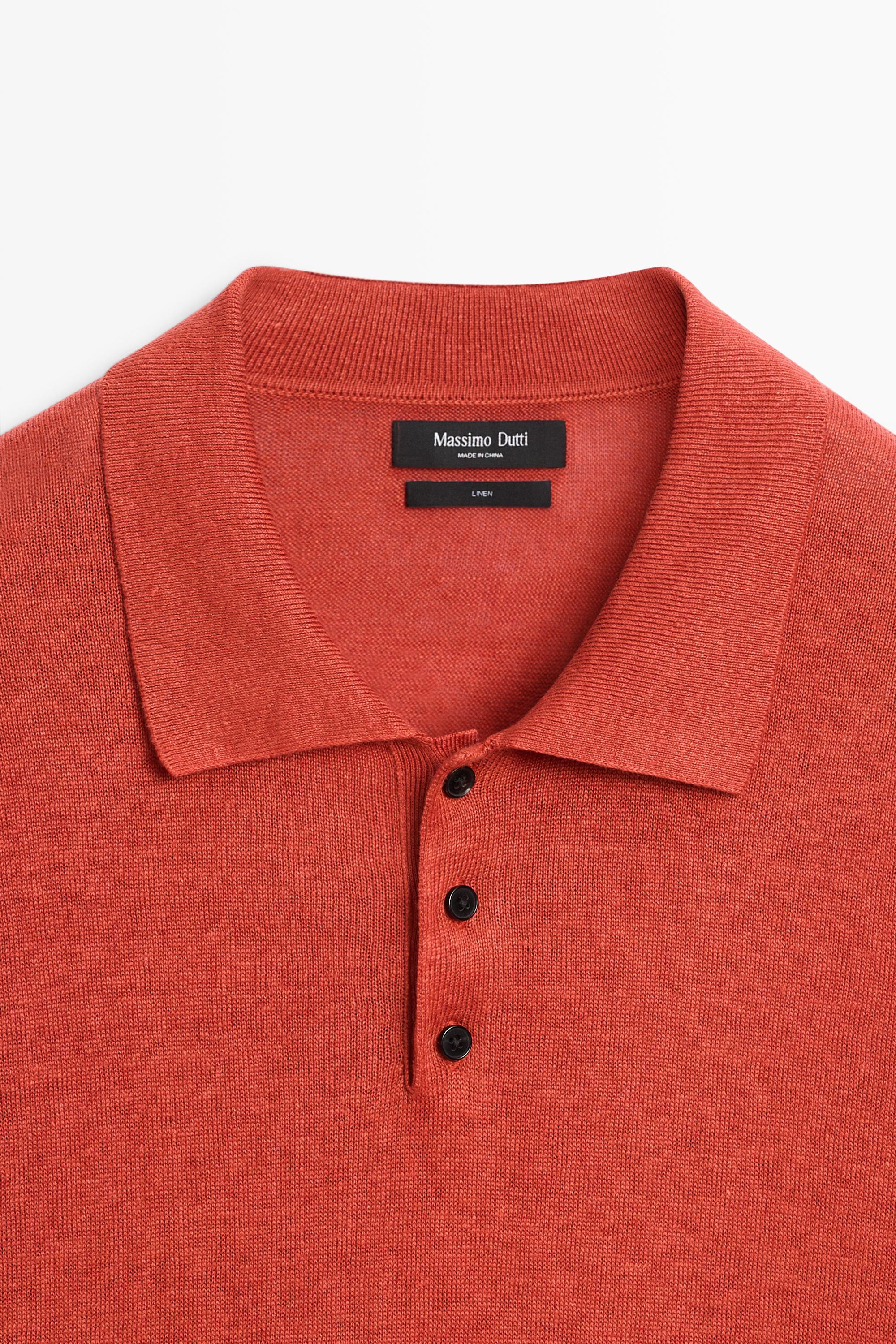 100% linen knit polo shirt