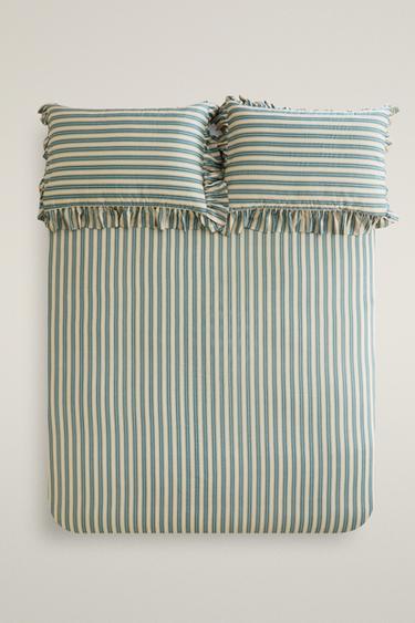 HOUSSE DE COUETTE RAYURES VOLANT | KATHARINE POLE - Bleu de Zara