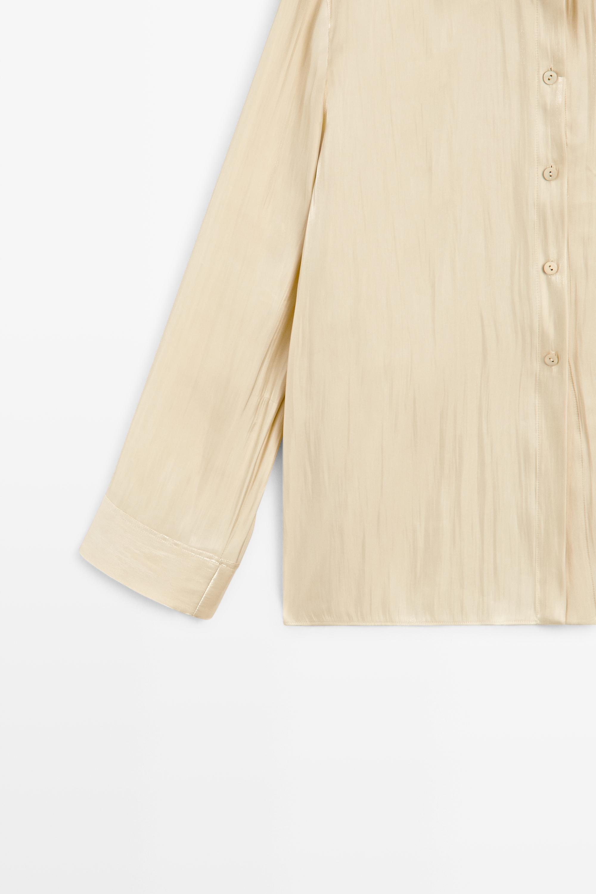 Flowing satin shirt with tie detail