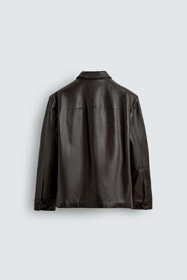 LEATHER JACKET WITH POCKETS - Dark brown by Zara - Image 8