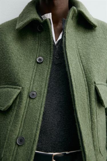 BLOUSON AVEC LAINE ET POCHES - Vert chiné de Zara - Image 4