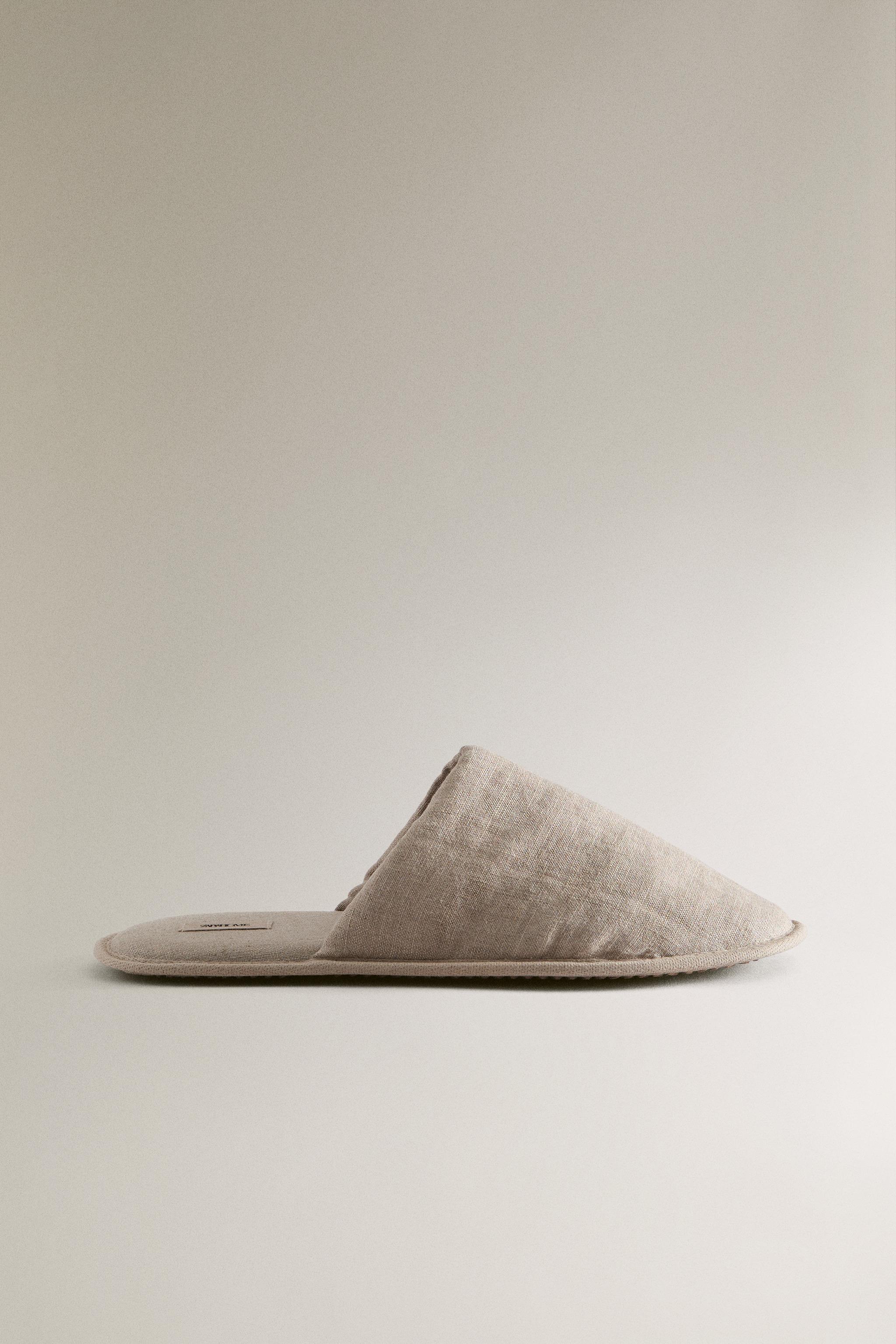 LINEN MULE SLIPPERS