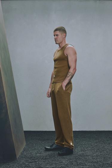 TANKTOP MET RIB X SR_A - Kaki van Zara