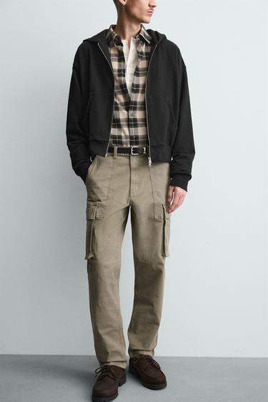 PANTALON CARGO COUPE DÉCONTRACTÉE - Kaki clair de Zara - Image 4