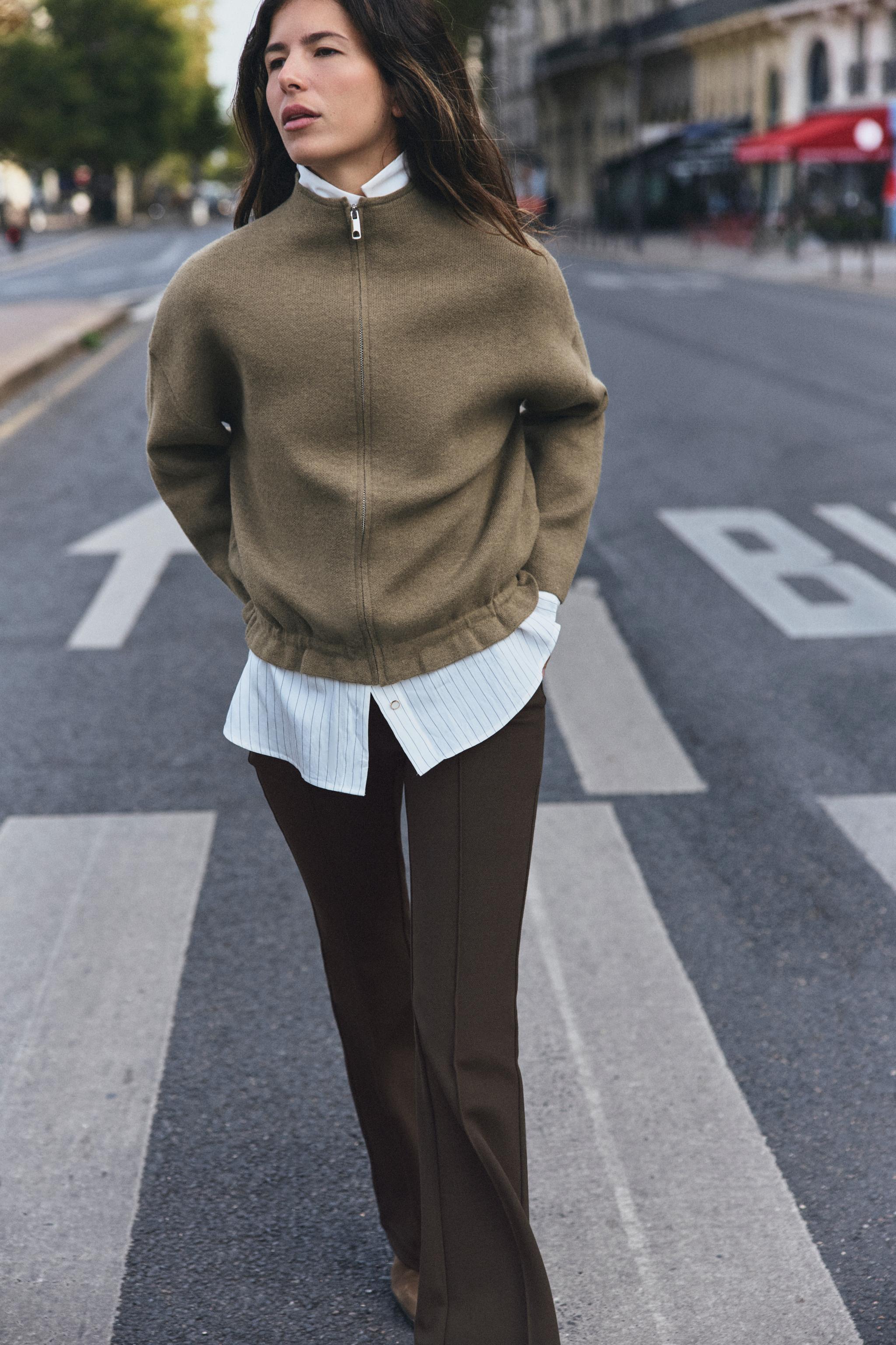 ELASTIC HEM CARDIGAN