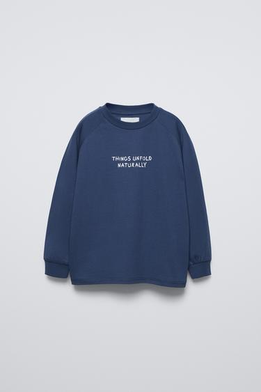 Zara TEXT T-SHIRT - Bluish - Image 0