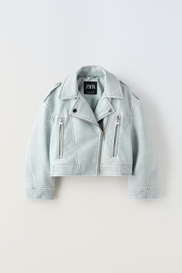 KIYILGAN CHARM EFFEKTLI BAYKER USLUBIDAGI JAKET - Och koʻk Zara tomonidan - Tasvir 0