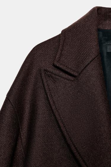 COAT WITH COMBINED LEATHER EFFECT COLLAR - Brown by Zara - Image 12