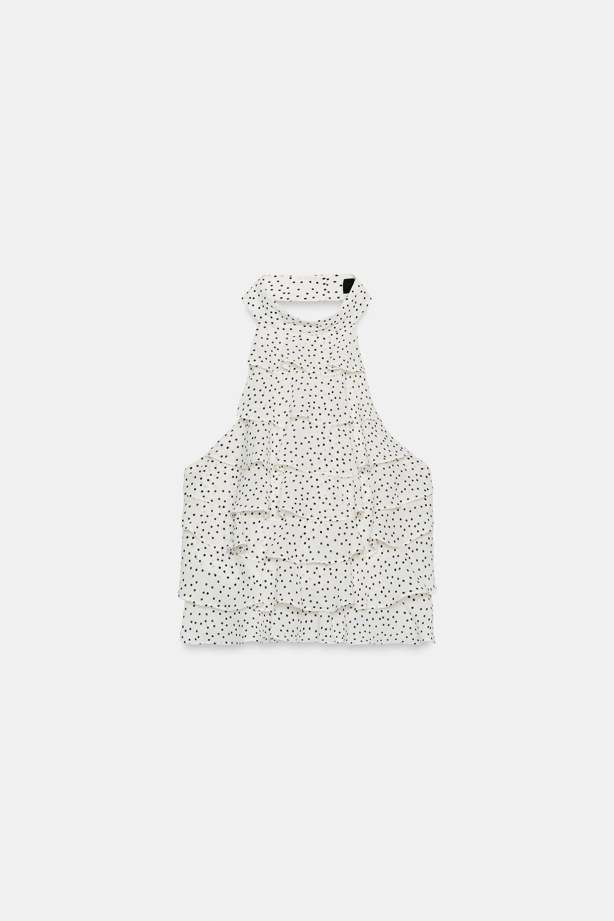 POLKA DOT GEORGETTE HALTER TOP