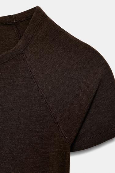 RAGLAN SHORT SLEEVE T-SHIRT - Brown marl by Zara - Image 7