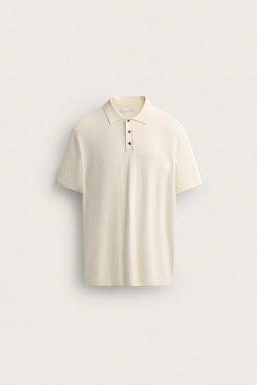 REGULAR FIT KNIT POLO SHIRT - Ecru by Zara