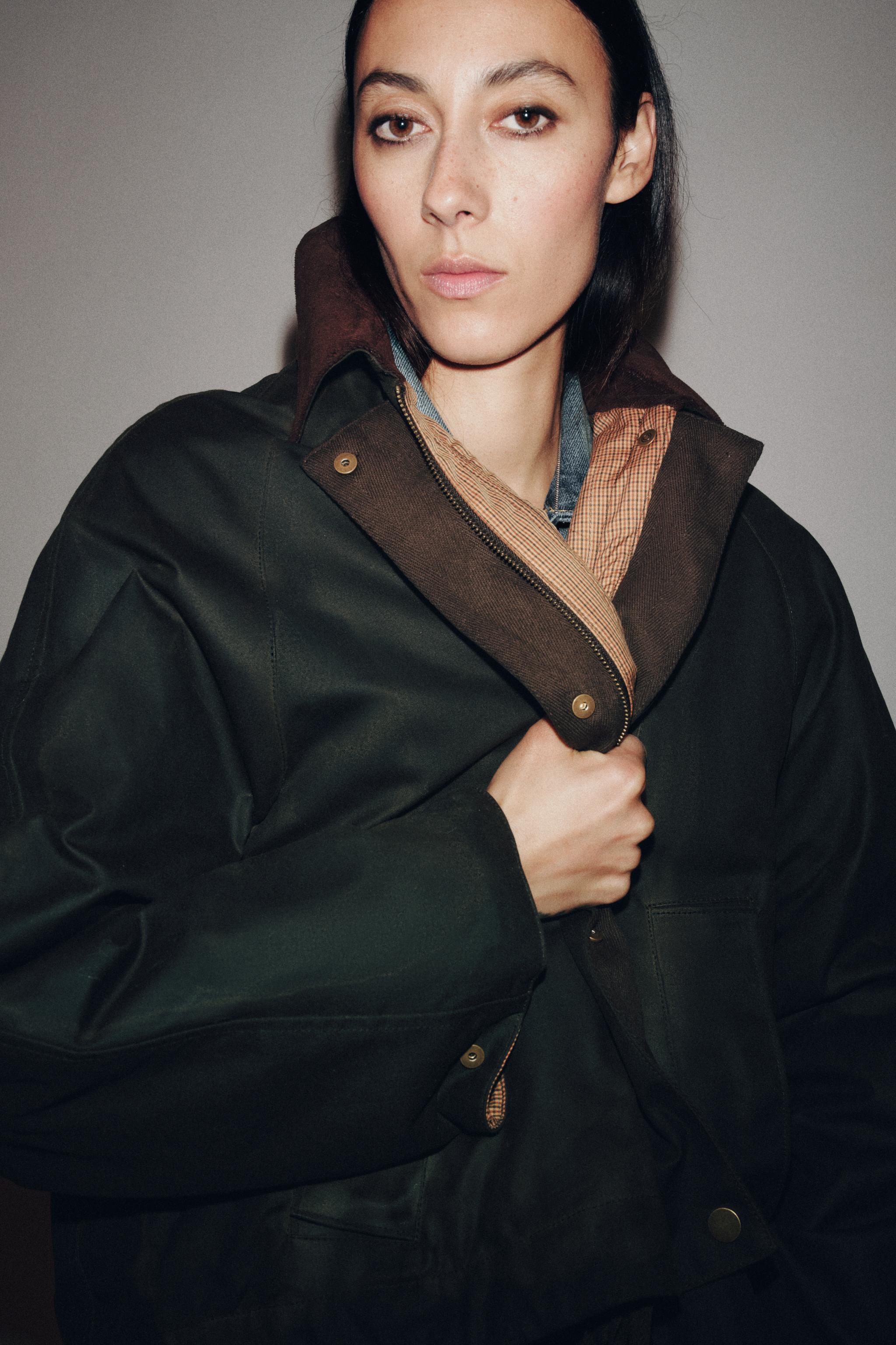 コントラストカラーネック ワックス ジャケット ZW COLLECTION