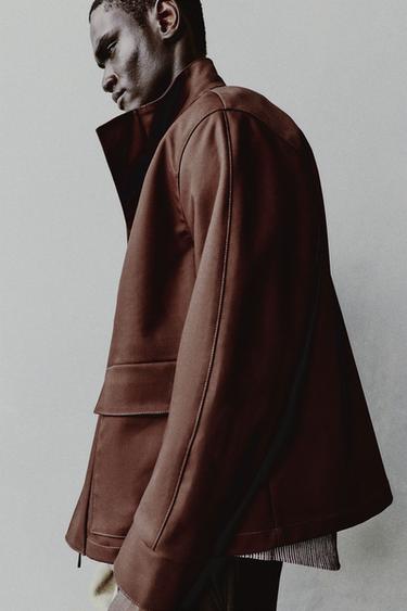 Zara RELAXED FIT POCKET JACKET - Brown