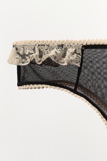 CULOTTE MESH DENTELLE - Noir de Zara - Image 4