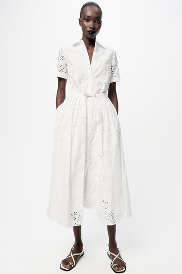 ПЛАТЬЕ-РУБАШКА С ВЫШИВКОЙ — ZW COLLECTION — БЕЛЫЙ от Zara — изображение 0