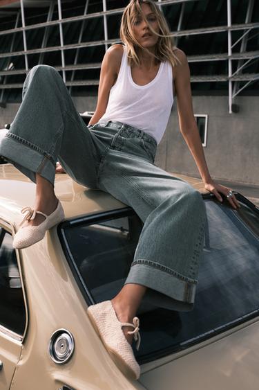 Zara ZW COLLECTION MID-RISE BAGGY JEANS - Blue / Gray