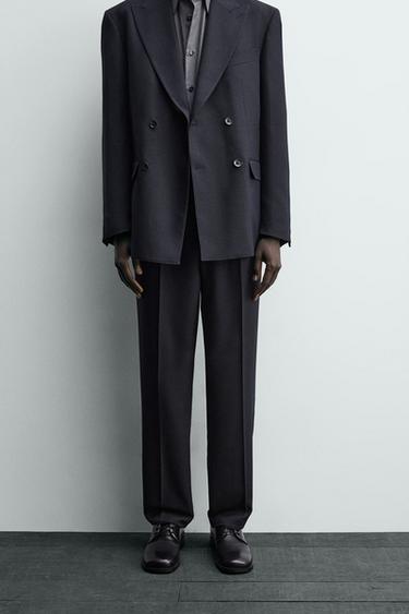 REGULAR FIT SUIT TROUSERS - Navy blue by Zara