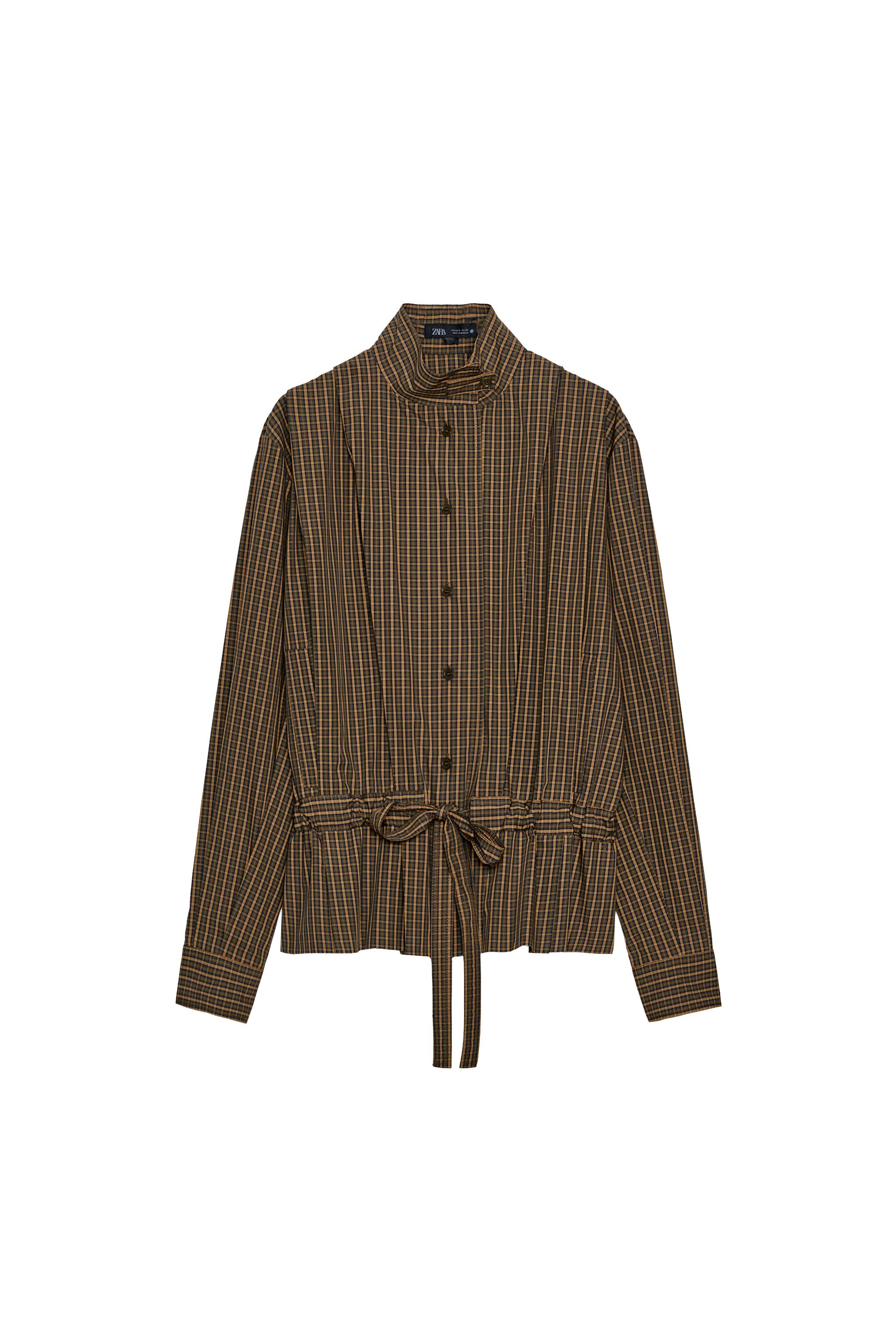 CHECK COTTON SHIRT WITH BOW ZW COLLECTION