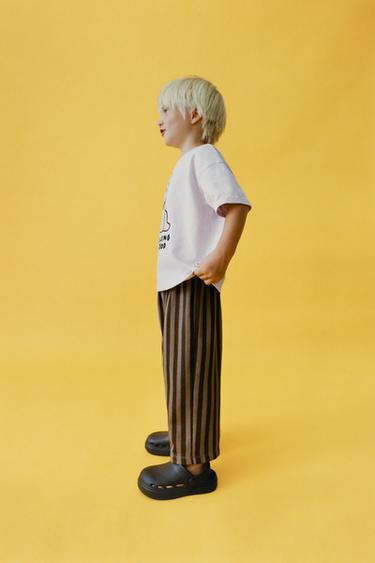 STRIPED STRAIGHT-LEG TROUSERS - Brown by Zara