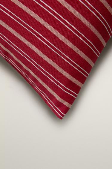 STRIPED THROW PILLOW COVER — Dark pink 2