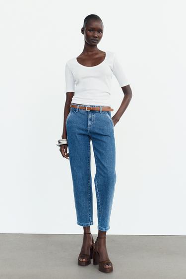 ДЖИНСЫ ЧИНОС Z1975 С ВЫСОКОЙ ПОСАДКОЙ И РЕМНЕМ — ВЫЦВЕТШИЙ СИНИЙ от Zara — изображение 0