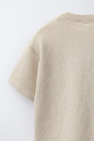 RUSTIC KNIT T-SHIRT - Light beige by Zara - Image 3