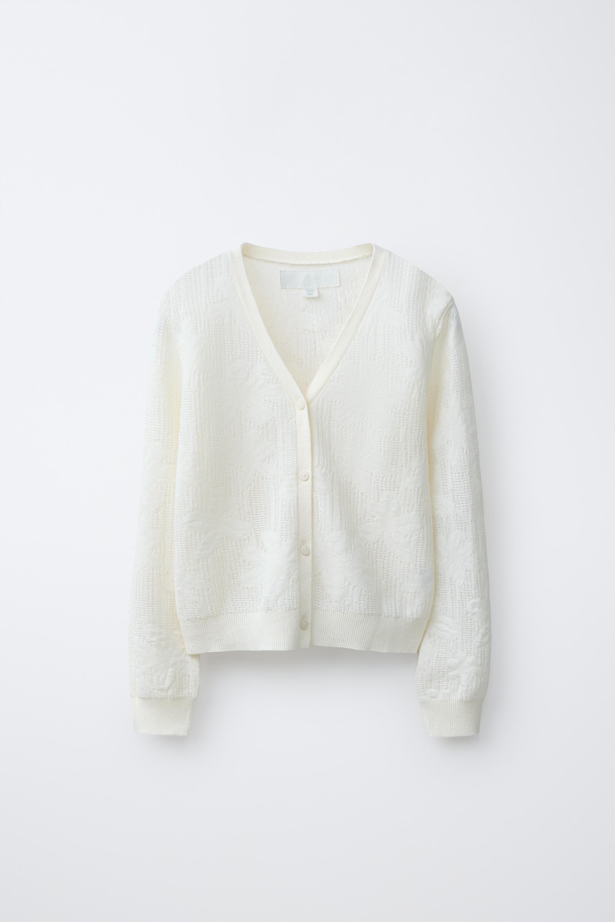 新品 ZARA ジャカードニットボタンカーディガン M ZARA】限定品 ジャカードニットボタンカーディガン (ZARA/ニット