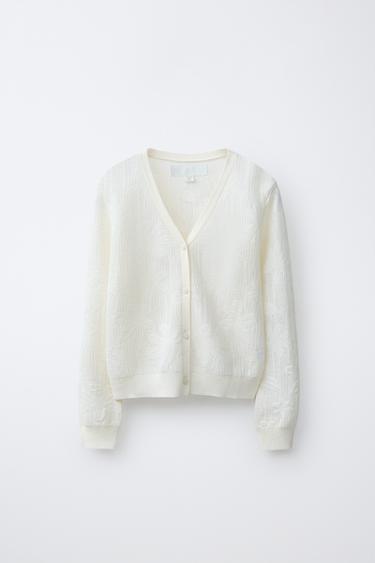 JACQUARD KNIT CARDIGAN - White by Zara