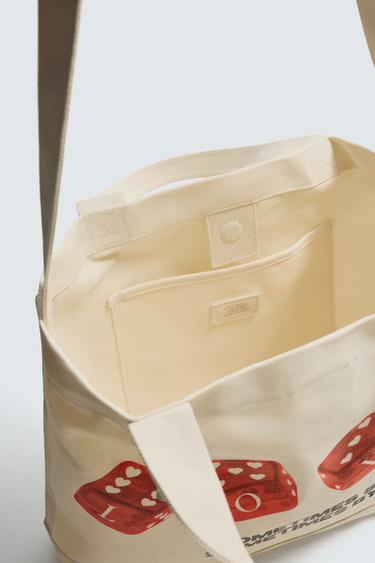 SAC SHOPPER EN TISSU - Blanc écru de Zara - Image 5