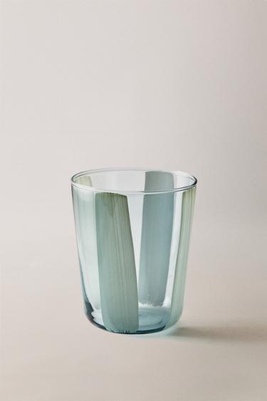 Zara STRIPED GLASS TUMBLER - 藍色