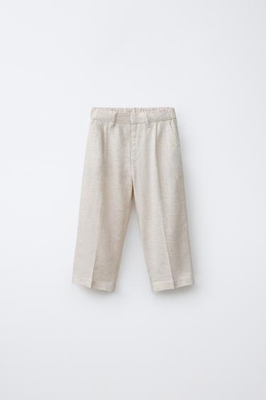 LINEN BLEND SUIT TROUSERS - Light beige by Zara