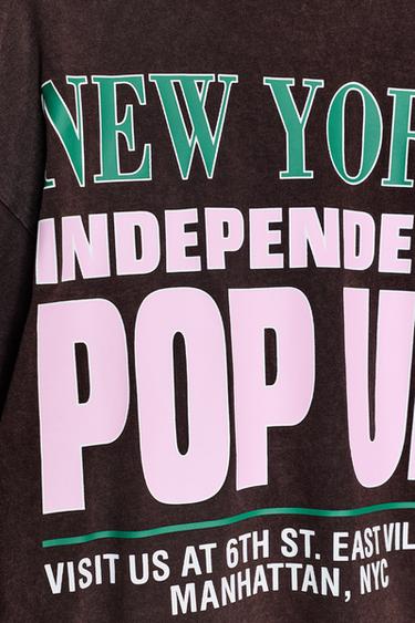 T-SHIRT LAVÉ INSCRIPTION CONTRASTE - Marron de Zara - Image 7