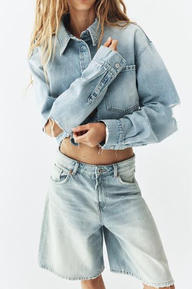 SURCHEMISE CROP EN DENIM TRF - Bleu clair de Zara - Image 1