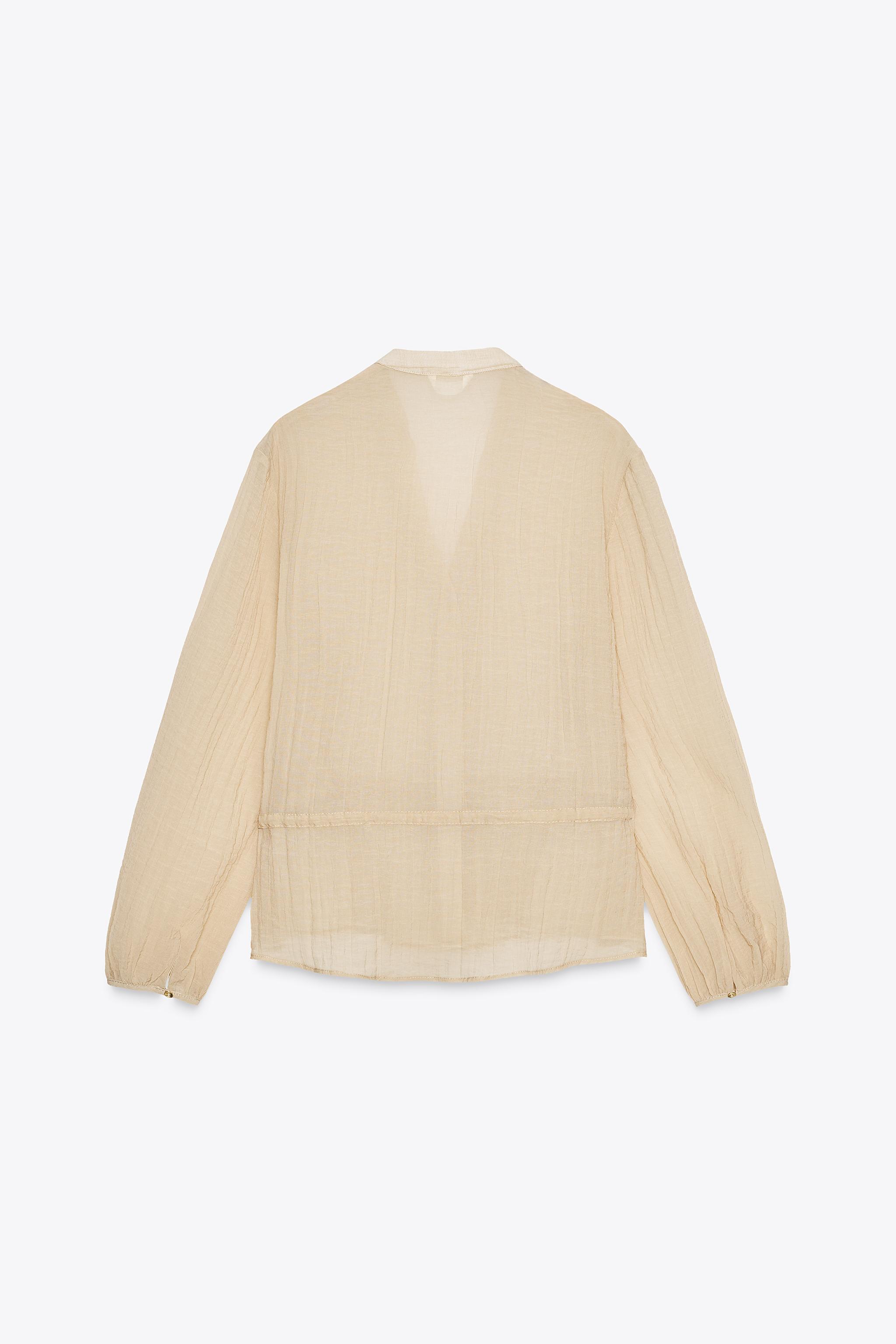 WRINKLE EFFECT SEMI-SHEER SHIRT - Light beige | ZARA United