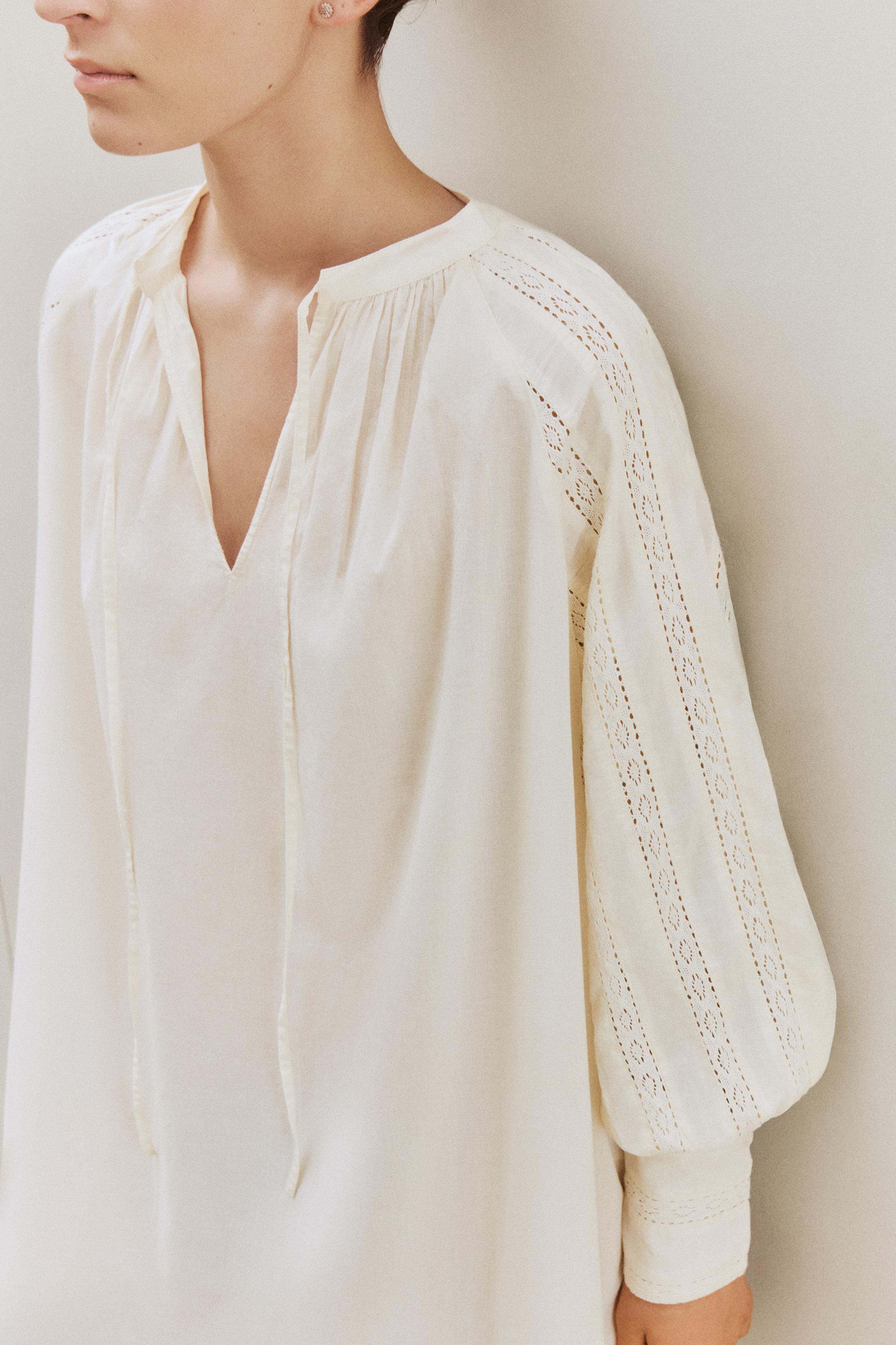 CHEMISE DE NUIT COTON DENTELLE AJOURÉE