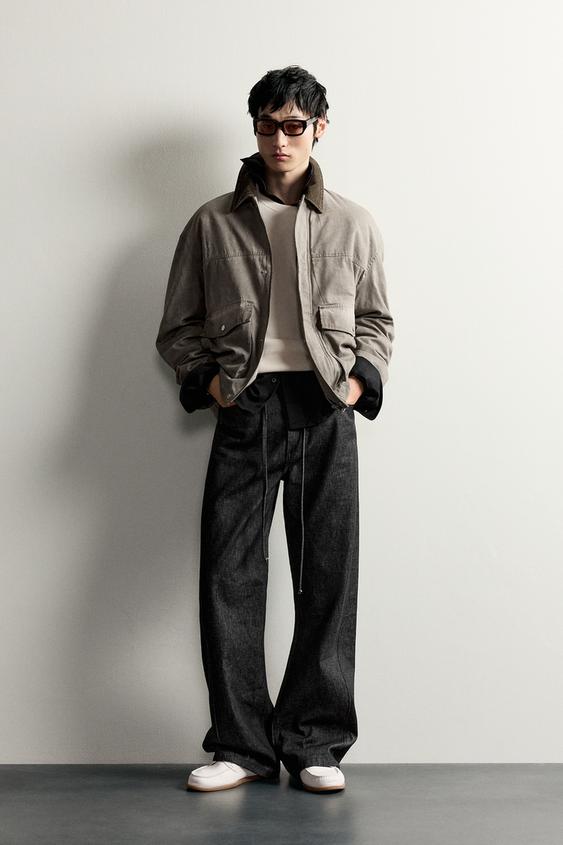 CONTRAST COLLAR RELAXED FIT JACKET - Light khaki by Zara - Image 0