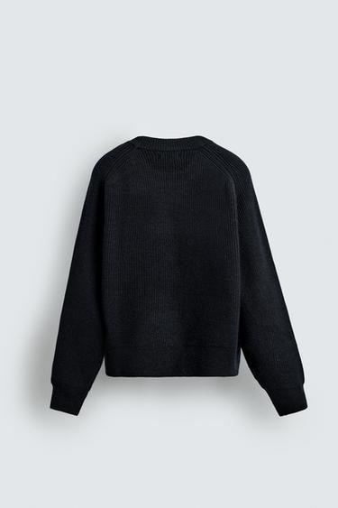 PULL STRUCTURÉ COUPE BOXY - Bleu marine foncé de Zara - Image 7