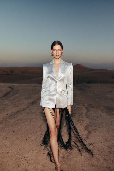 Zara SHINY BLAZER ZW COLLECTION - Silver