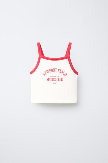CAMISOLA COM MODAL E ESTAMPADO DE TEXTO - Branco da Zara - Imagem 0