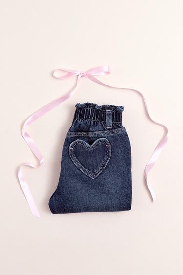 PAPERBAG JEANS MET HARTVORMIGE ZAKKEN - Blauw van Zara