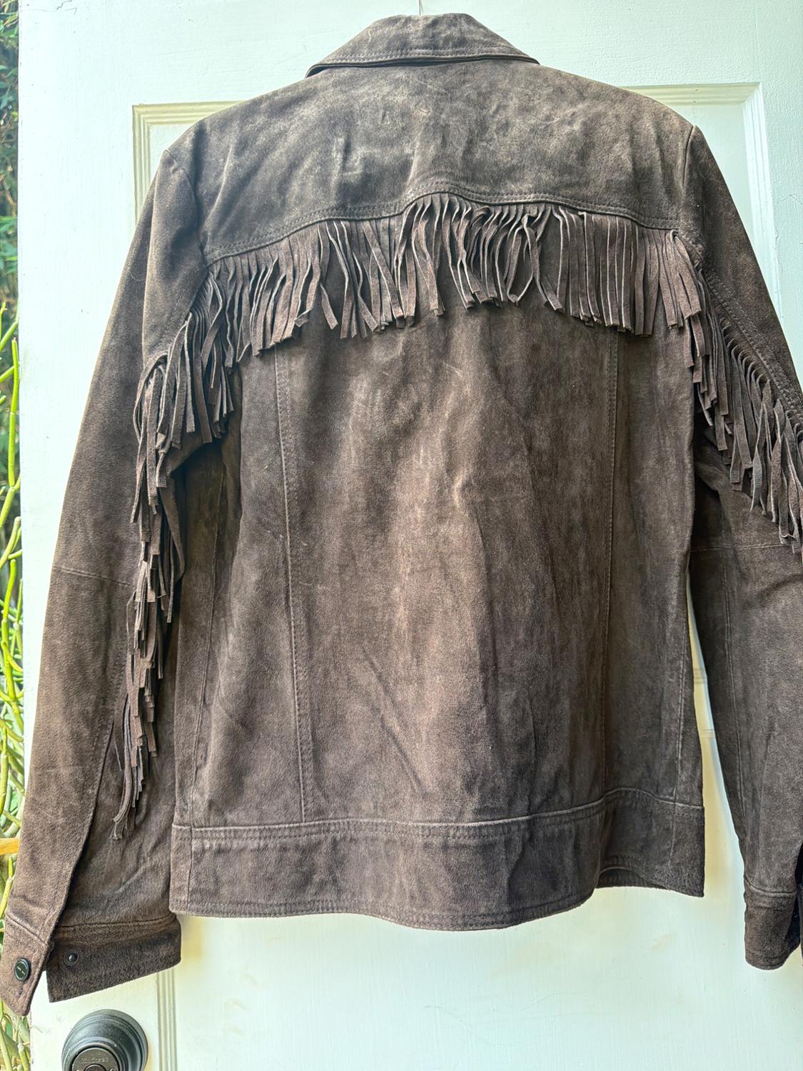 BROWN PREMIUM QUALITY SUEDE TASSELED ZIPPER JACKET - Image 4