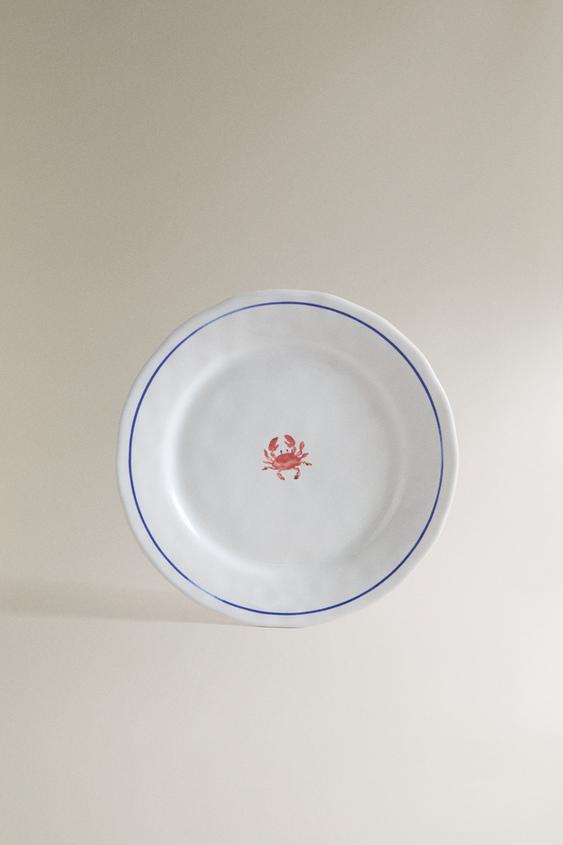 Zaras DESSERTTALLRIK I STENGODS MED HAVSDJUR - Vit/röd - Bild 0