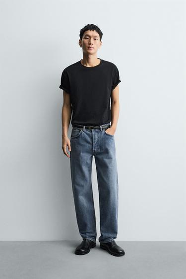 Zara STRAIGHT FIT JEANS - Mid-blue
