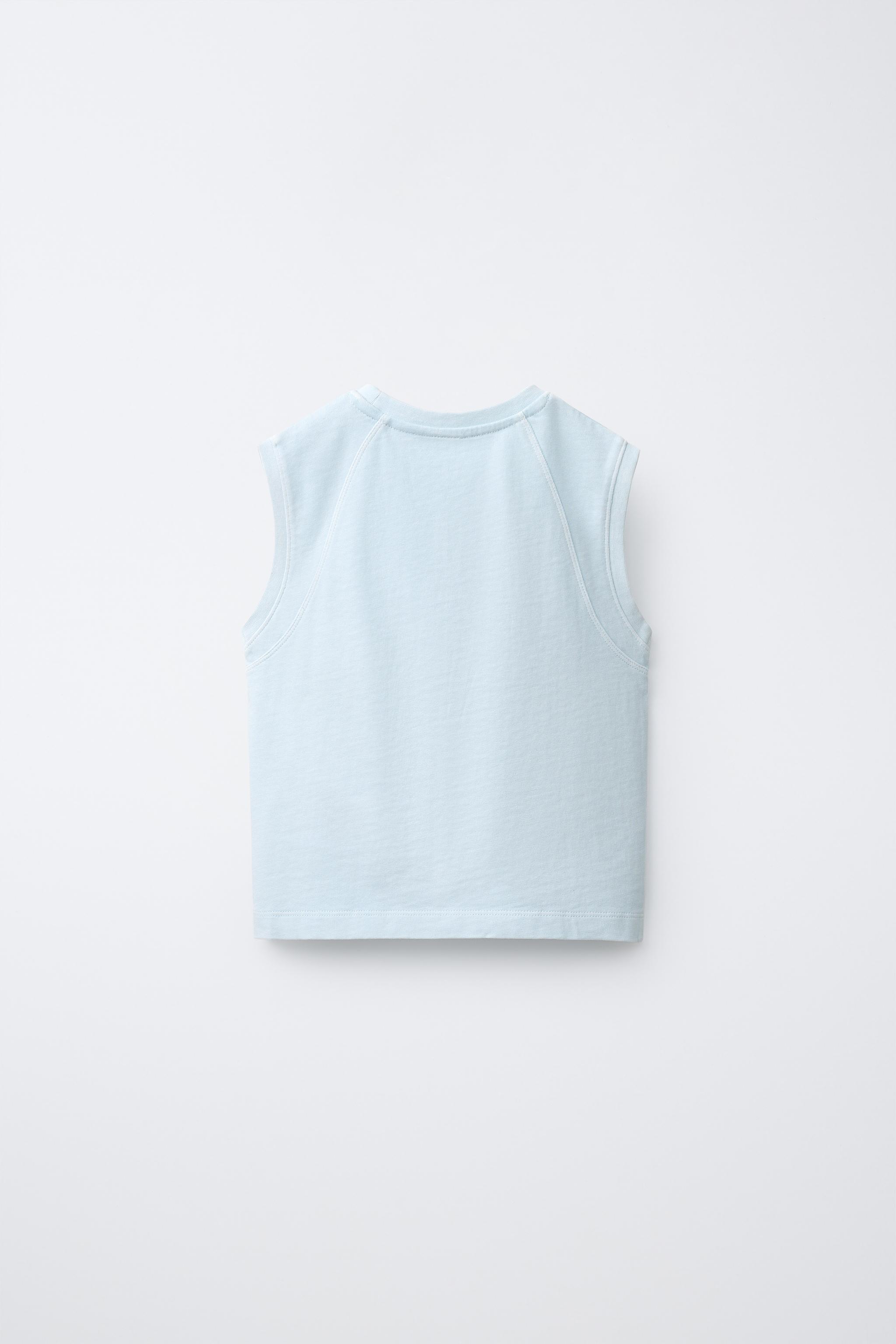 PLAIN SLEEVELESS TOP — Light blue